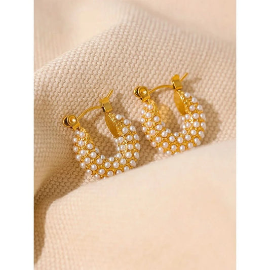 Pearl Cascade Hoop Earrings
