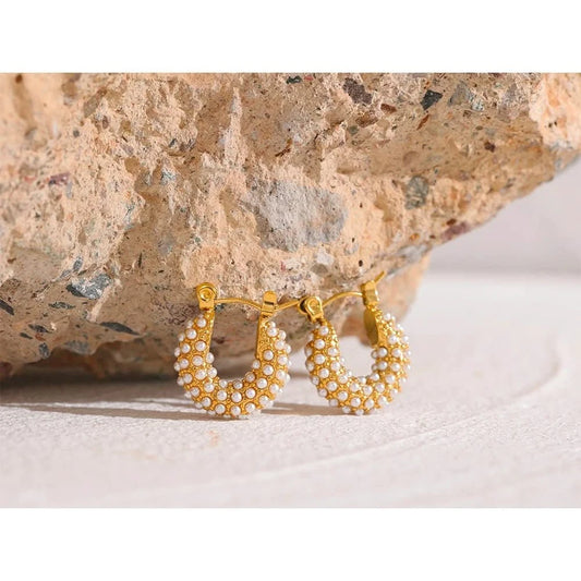 Pearl Cascade Hoop Earrings