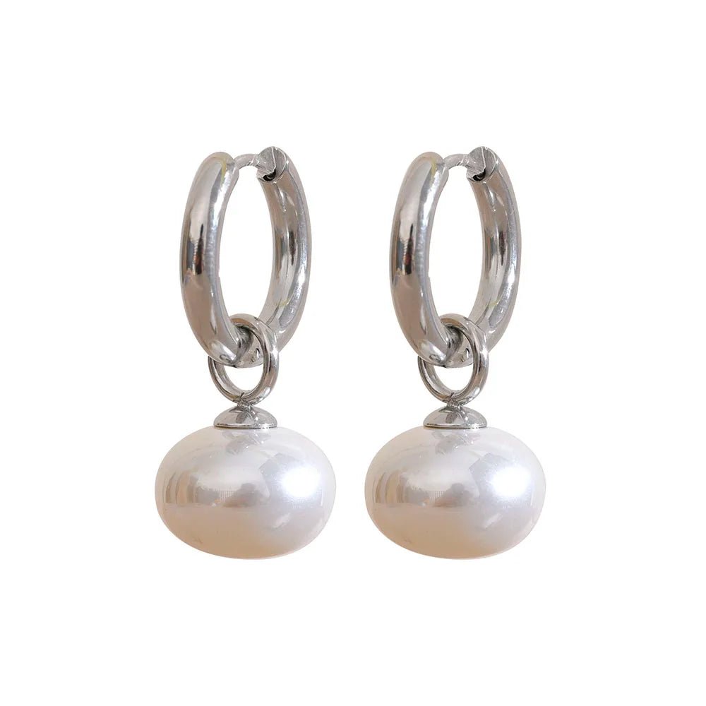 Pearl Halo Drop Earrings - Silver