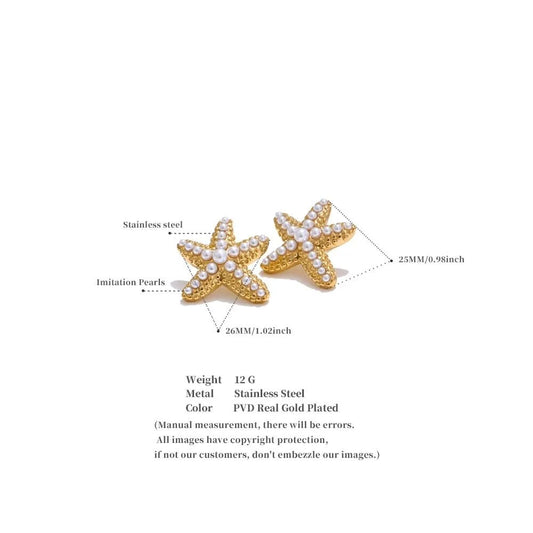 Pearl Starfish Stud Earrings