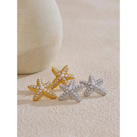Pearl Starfish Stud Earrings