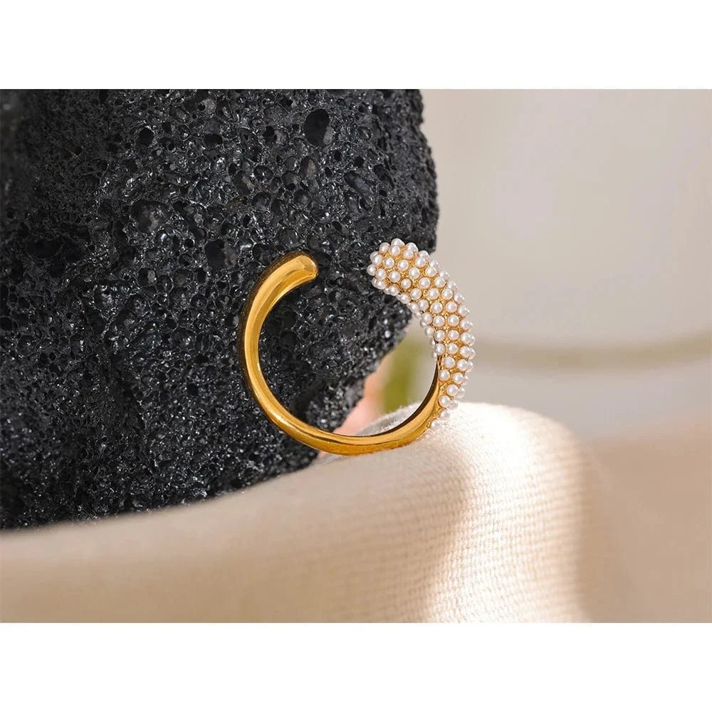 Pearl - Studded Open Cuff Ring