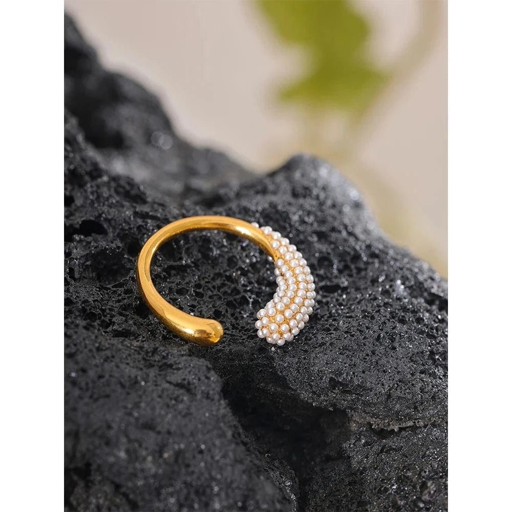 Pearl - Studded Open Cuff Ring