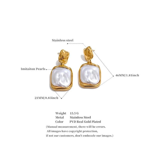 Gold Pearlescent Dangle Earrings - Size details