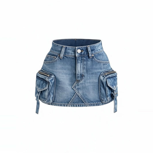 Denim mini skirt — front