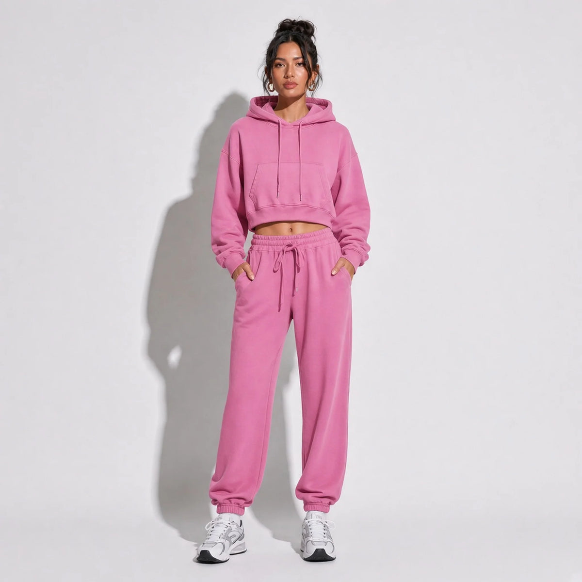 Cropped Hoodie — Pink front