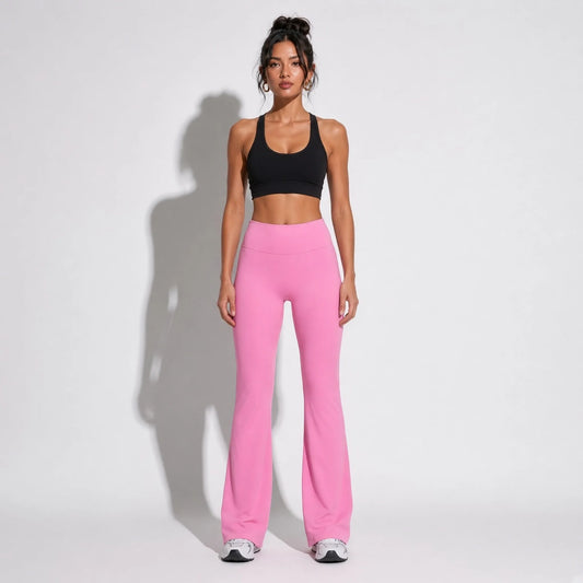 V shapped Flare Leggings — Pink front
