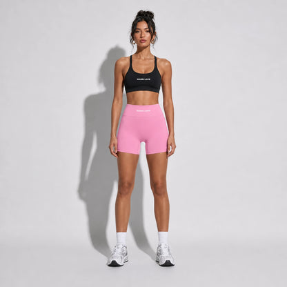 Set — Infinity bra + Micro Shorts Pink front on-model 2048