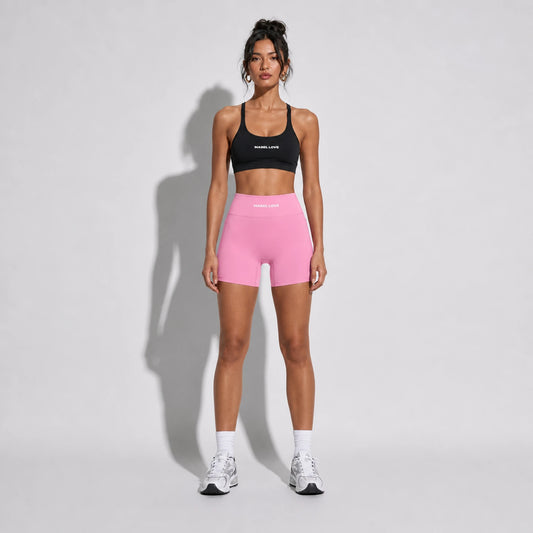 Set — Infinity bra + Micro Shorts Pink front on-model 2048