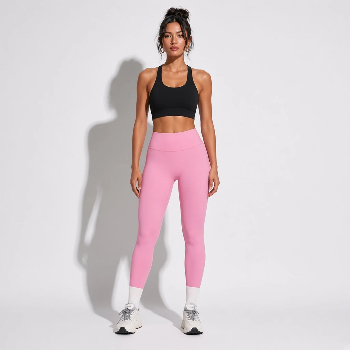 Selective High-Waist Fitness Leggings — Pink front