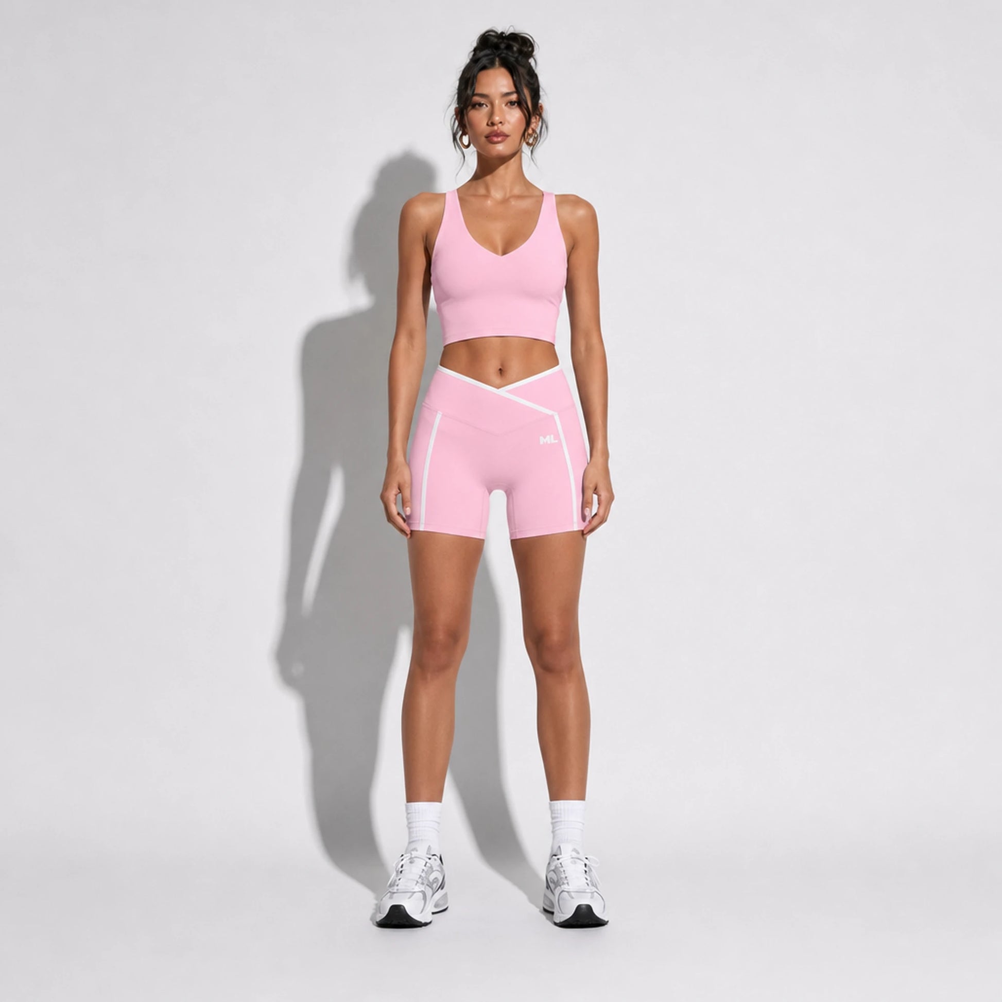 Tank + Biker set — pink front on-model 2048