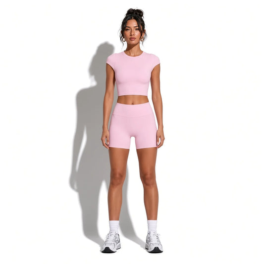 Short Sleeve Workout T-Shirt — Pink front