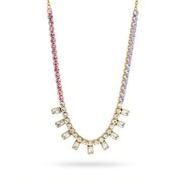 Ombre Crystal Tennis Necklace — pink lilac front