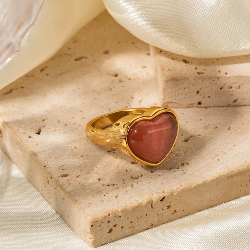 Pink Opal Heart Ring