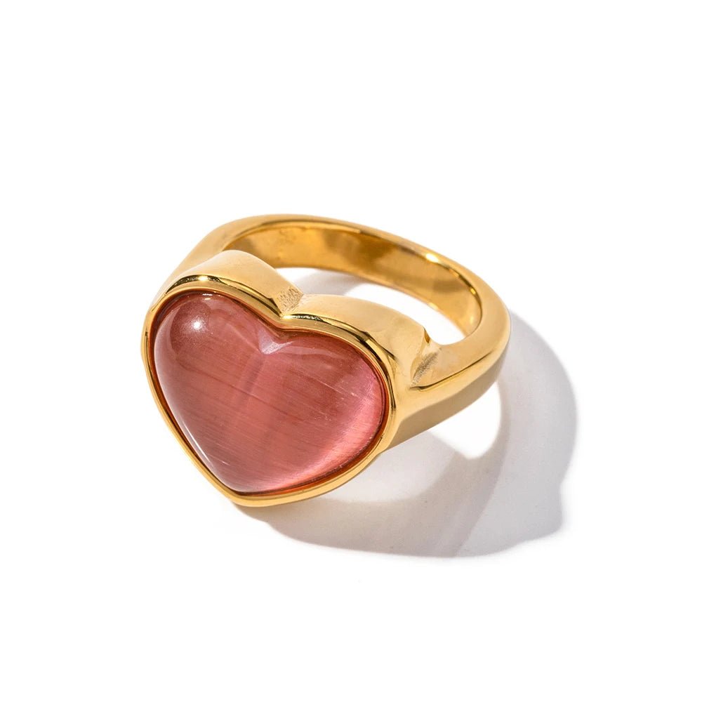 Pink Opal Heart Ring