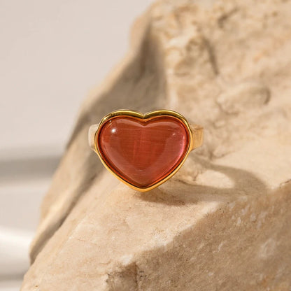 Pink Opal Heart Ring