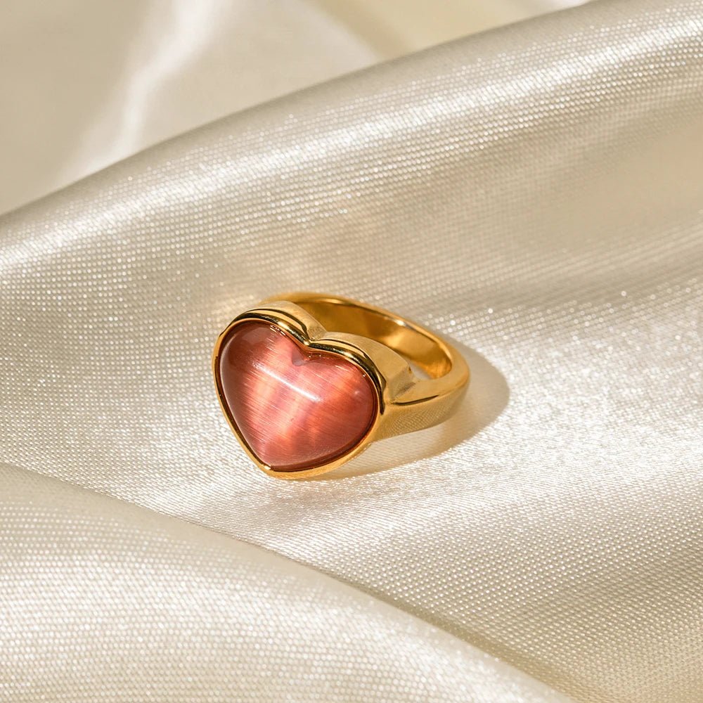 Pink Opal Heart Ring