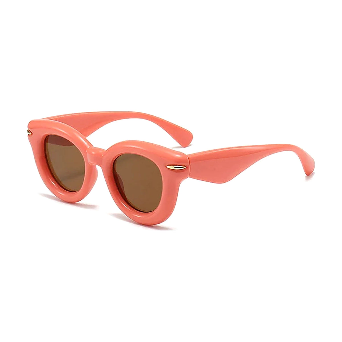 Rivet Oval Sunglasses — Pink Tea front