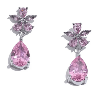 Pink Teardrop Flower Earrings