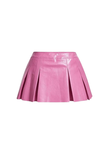 Pink PLEATED LEATHER SKIRT