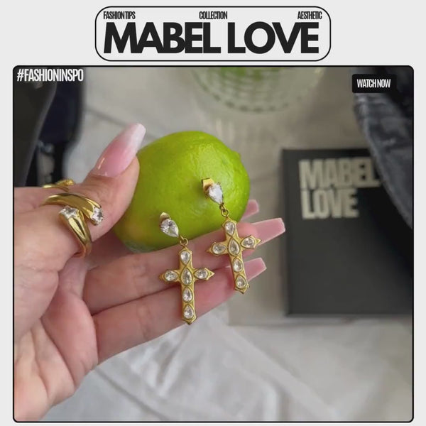 Pendientes de cruz de oro