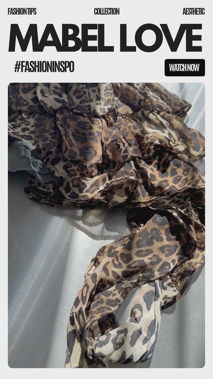 Leopard Print Denim Skort