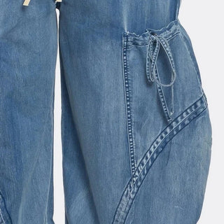 Puff denim pants