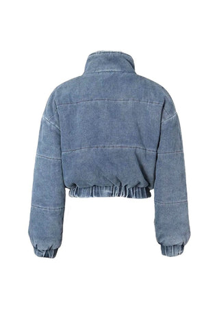 Puffer Cropped Denim Jacket