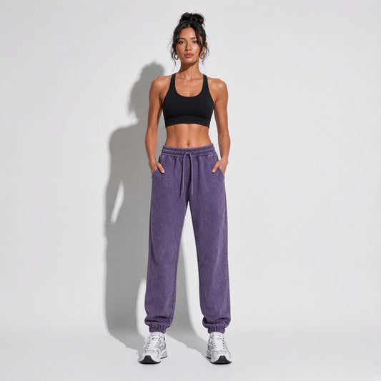 Acid Wash Sweatpants — Purple front