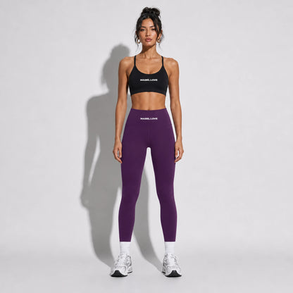 Set — Infinity bra + High-Waisted Yoga Leggings Purple front on-model 2048