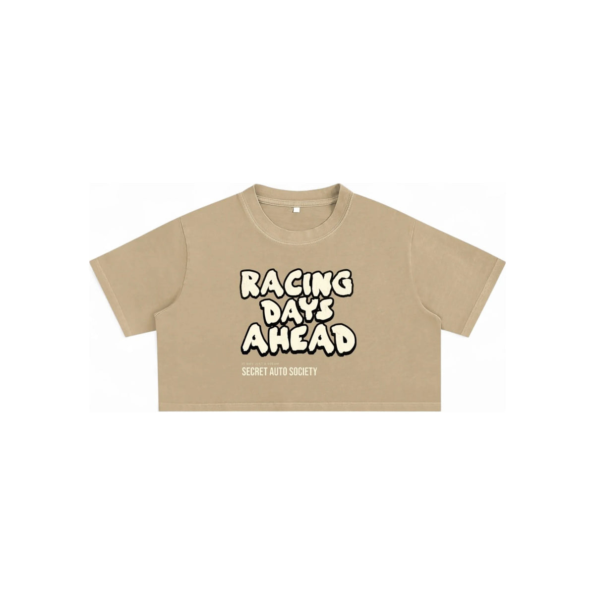 Racing Days Ahead Crop Top - Sporty Chic — corrected front ghost image with standard spacing