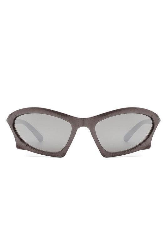 Rectangle Sport Geometric Wrap Around Sunglasses