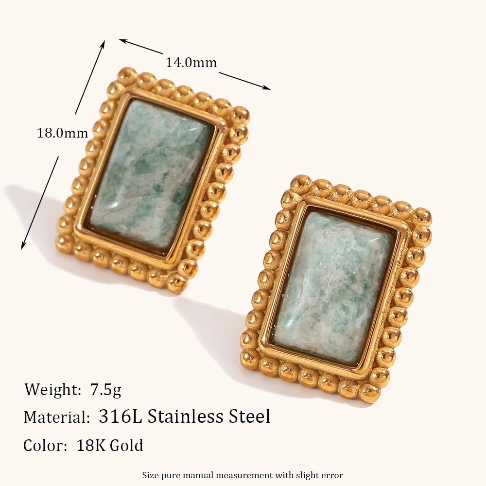 Size details of Rectangular Stone Frame Earrings 2