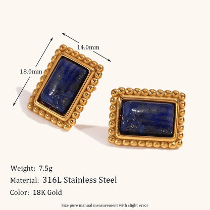 Size details of Rectangular Stone Frame Earrings