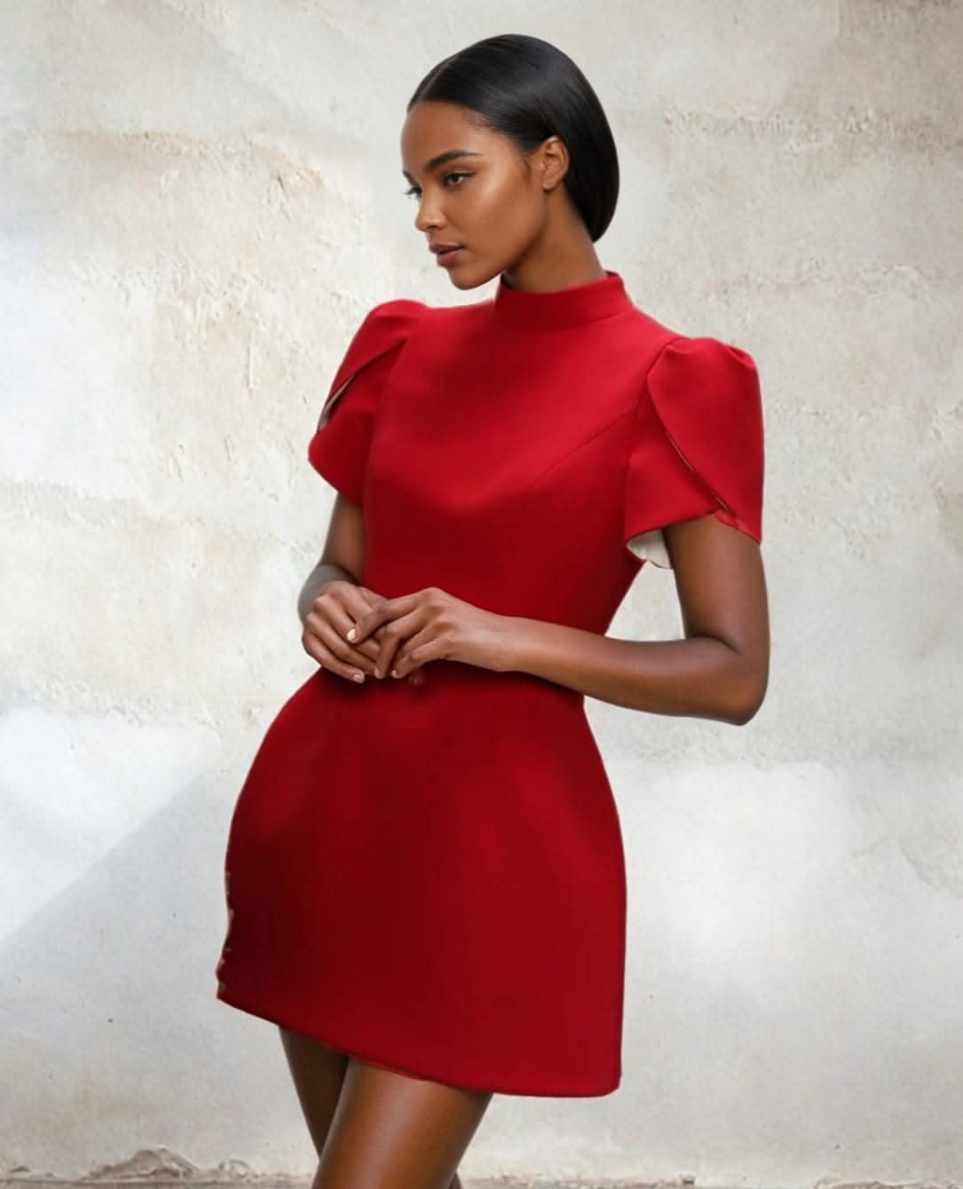 Red Pleated A-Line Mini Dress L / Red Red Pleated A-Line Mini Dress L / Red