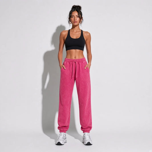 Acid Wash Sweatpants — Red front