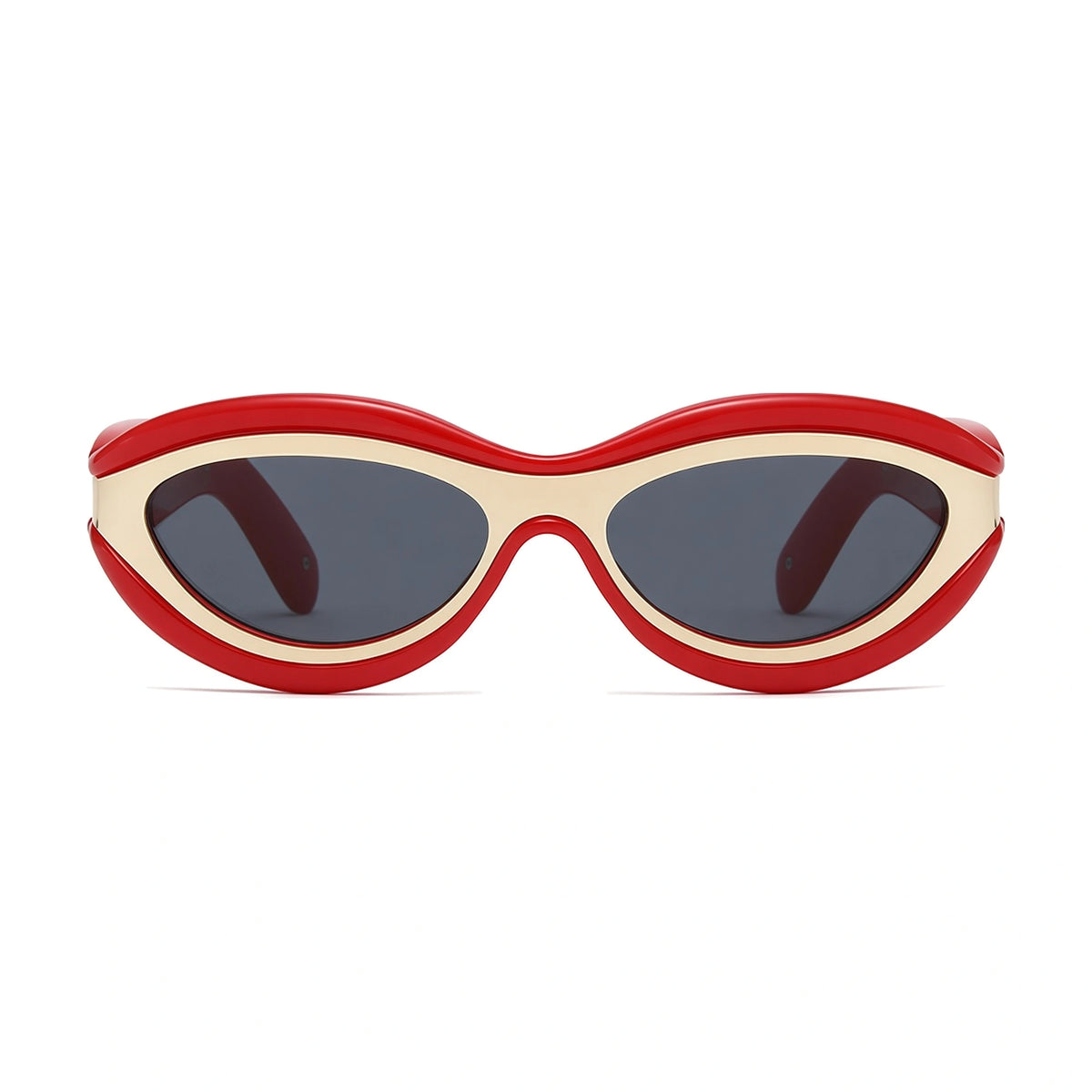 Layered Oval Cat Eye Sunglasses — red front