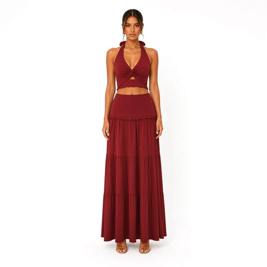 Skim Body Skirt Set — Red front