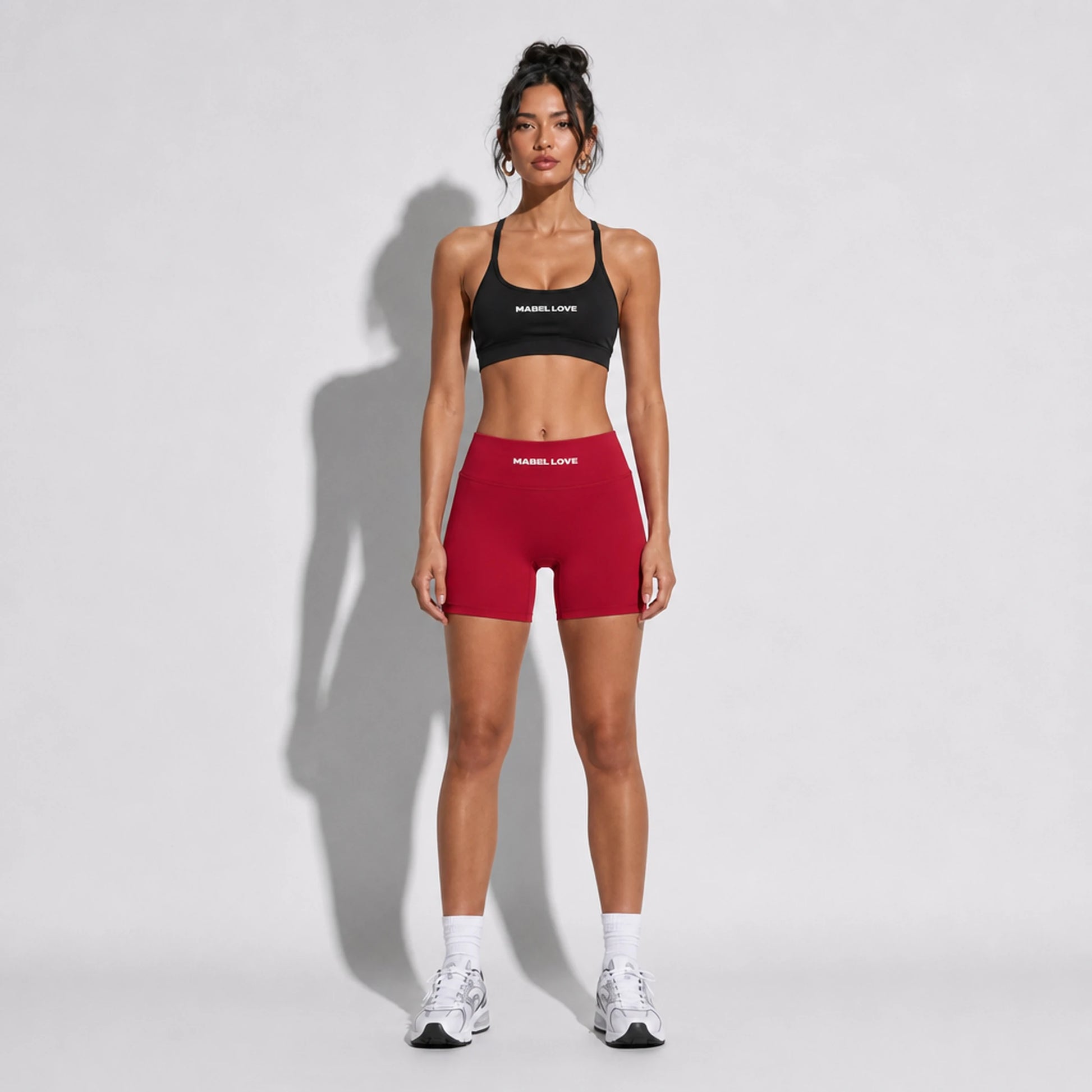 Set — Infinity bra + Micro Shorts Red front on-model 2048