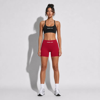 Set — Infinity bra + Micro Shorts Red front on-model 2048