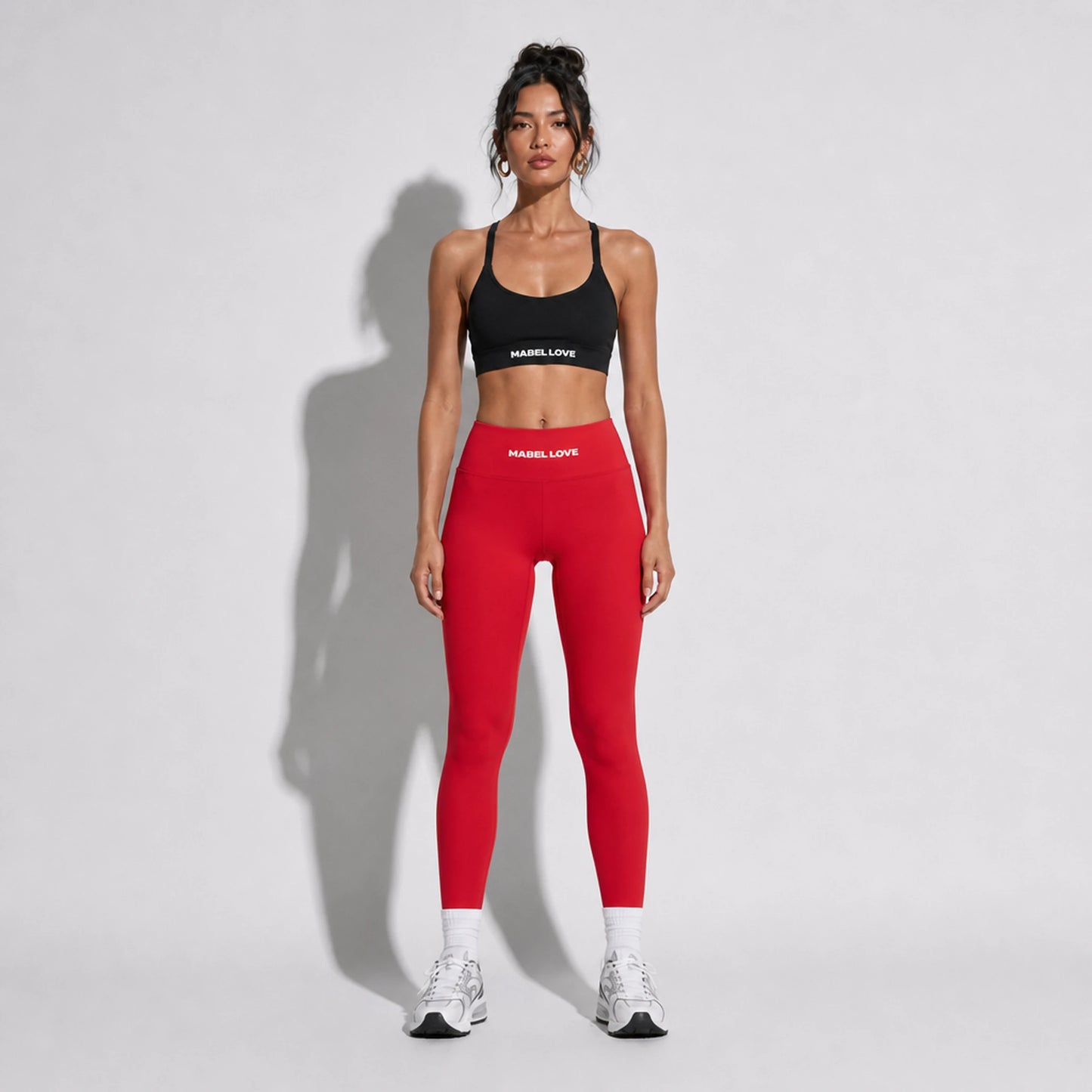 Set — Infinity bra + High-Waisted Yoga Leggings Red front on-model 2048
