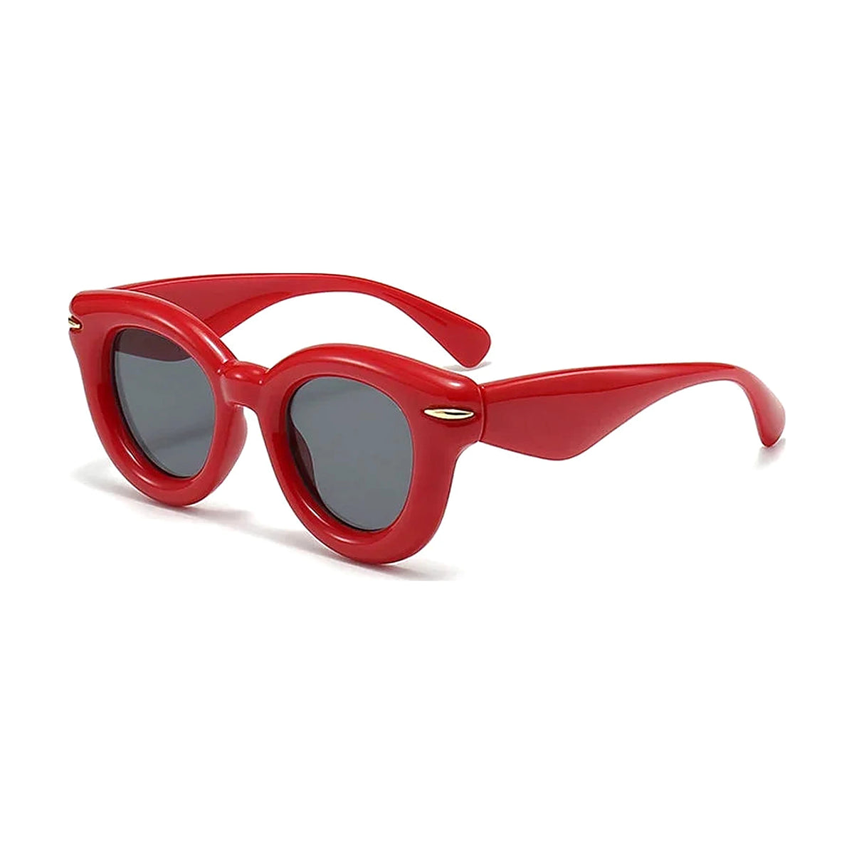 Rivet Oval Sunglasses — Red Gray front