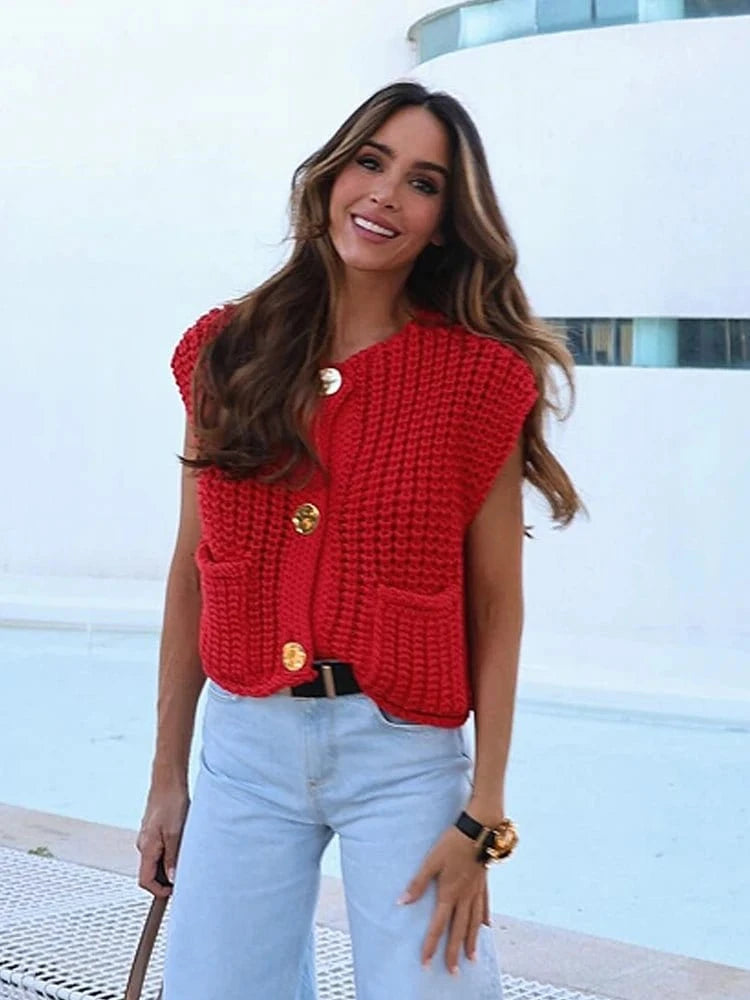 Red Knitted Vest