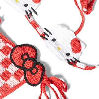 Fabric details of red Hello Kitty Crochet Bikini Set