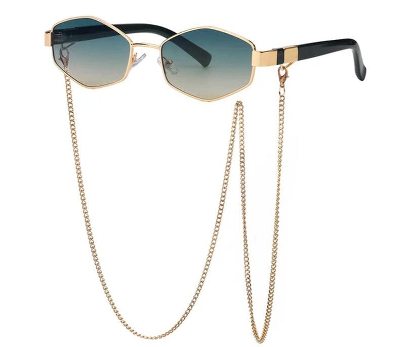 Retro Hexagon Sunglasses with Chain