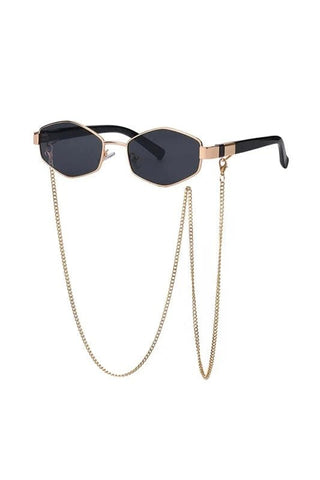 Retro Hexagon Sunglasses with Chain