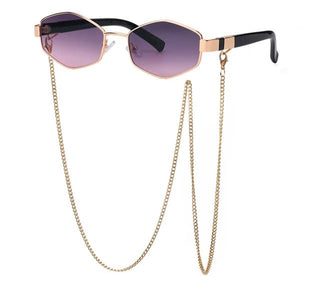 Retro Hexagon Sunglasses with Chain - Mabel Love Co - Eyewear