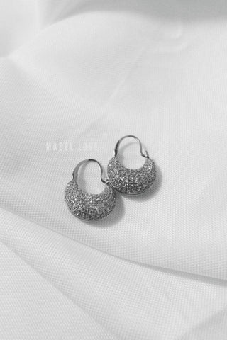 Rhinestone Decor Silver Earrings