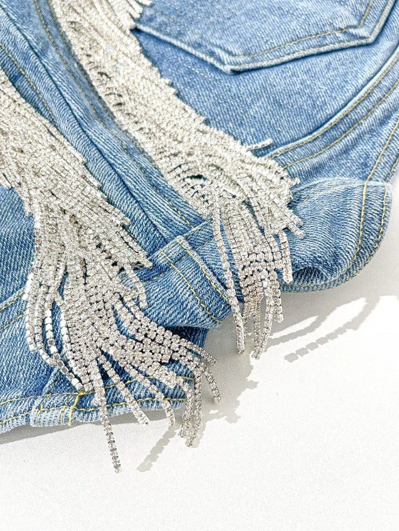 Rhinestone Denim Shorts