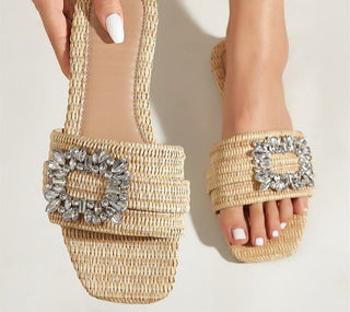 Rhinestone Slippers with Glitter - Mabel Love Co - Sandals